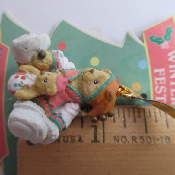 5 Cherished Teddies Enesco Winter Festival Miniature Christmas Ornament NWT 1997 - Picture 8 of 11